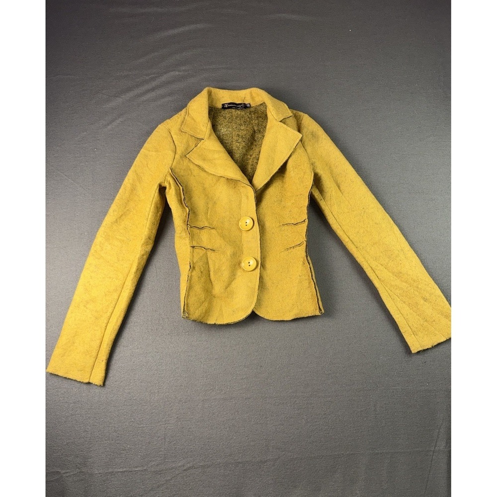 Rinascimento Linea Misqui Yellow Wool Blazer Made In Italy Womens Small